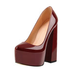 Load image into Gallery viewer, Platform Pointed Toe Chunky Square High Heels Pumps
