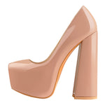 Load image into Gallery viewer, Platform Pointed Toe Chunky Square High Heels Pumps
