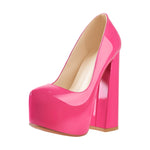 Load image into Gallery viewer, Platform Pointed Toe Chunky Square High Heels Pumps
