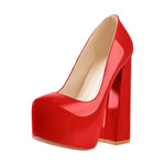 Load image into Gallery viewer, Platform Pointed Toe Chunky Square High Heels Pumps
