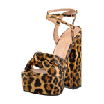 Load image into Gallery viewer, Platform Open Toe Leopard Print Ankle Strap Block Chunky Sandals
