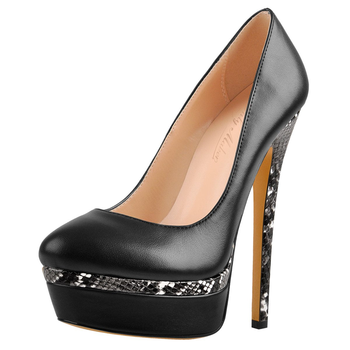 Snake Pattern Double Platform Stiletto Pumps