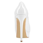 Load image into Gallery viewer, Round Toe Low Platform White Slip On High Heels
