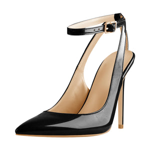 Pointed Toe Ankle Strap Stiletto Pumps