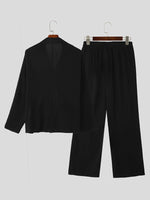 Load image into Gallery viewer, Mens Asymmetrical Placket Striped Two-Piece Outfit SKUK77401
