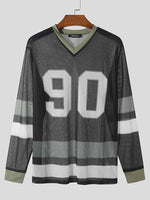 Load image into Gallery viewer, Mens Number Print Mesh Long Sleeve T-Shirt SKUK80451
