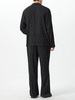 Load image into Gallery viewer, Mens Asymmetrical Placket Striped Two-Piece Outfit SKUK77401
