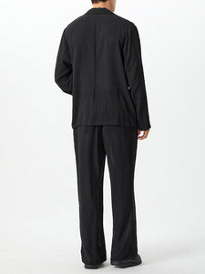 Mens Asymmetrical Placket Striped Two-Piece Outfit SKUK77401