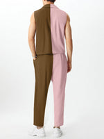 Load image into Gallery viewer, Mens Contrast Color Patchwork Casual Two-Piece Outfit SKUK82208
