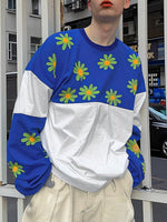 Load image into Gallery viewer, Mens Daisy Print Patchwork Long Sleeve T-Shirt SKUK80423
