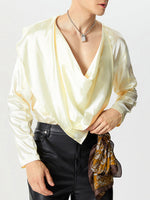 Load image into Gallery viewer, Mens Twist Design Satin Long Sleeve T-Shirt SKUK76330
