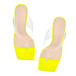 Load image into Gallery viewer, Square Toe Transparent Tapered High Heel Sandals
