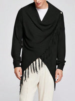 Load image into Gallery viewer, Mens Knitted Fringe Cowl Neck Long Sleeve Cardigan SKUK88160
