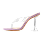 Load image into Gallery viewer, Square Toe Transparent Tapered High Heel Sandals
