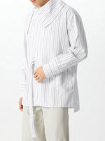 Load image into Gallery viewer, Mens Striped Shawl Collar Long-Sleeve Shirt SKUK80429
