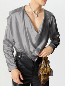 Mens Twist Design Satin Long Sleeve T-Shirt SKUK76330