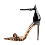 Load image into Gallery viewer, Pointy Open Toe Leopard Ankle Sandals
