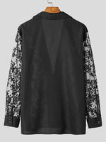 Load image into Gallery viewer, Mens Sheer Lace Patchwork Long-Sleeve T-shirts SKUK81429
