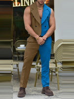 Load image into Gallery viewer, Mens Contrast Color Patchwork Casual Two-Piece Outfit SKUK82208
