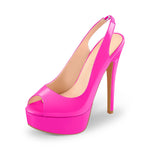 Load image into Gallery viewer, Peep Toe Platform Slingback Rose Red Sandals
