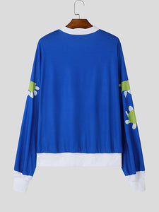 Mens Floral Print Pullover Long-Sleeve Sweatshirt SKUK79595