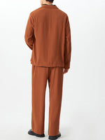 Load image into Gallery viewer, Mens Asymmetrical Placket Striped Two-Piece Outfit SKUK77401
