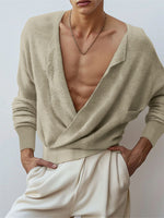 Load image into Gallery viewer, Mens Asymmetrical Deep V-Neck Long Sleeve Cardigan SKUK79712
