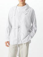 Load image into Gallery viewer, Mens Striped Shawl Collar Long-Sleeve Shirt SKUK80429
