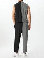 Load image into Gallery viewer, Mens Contrast Color Patchwork Casual Two-Piece Outfit SKUK82208
