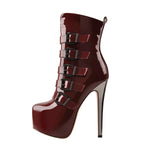 Load image into Gallery viewer, Burgundy High Heel Stiletto Boots
