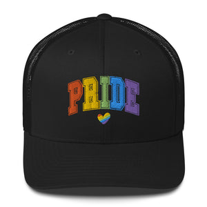 Pride Embroidered Trucker Cap Mesh Back Cotton / Polyester Adjustable Closure