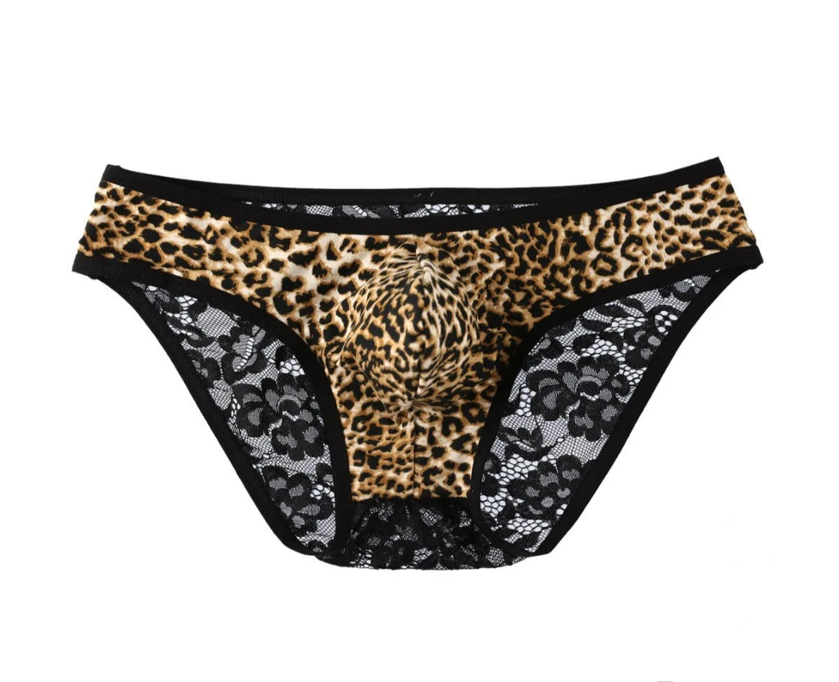 "Sissy Samantha" Lace Leopard Print Underwear