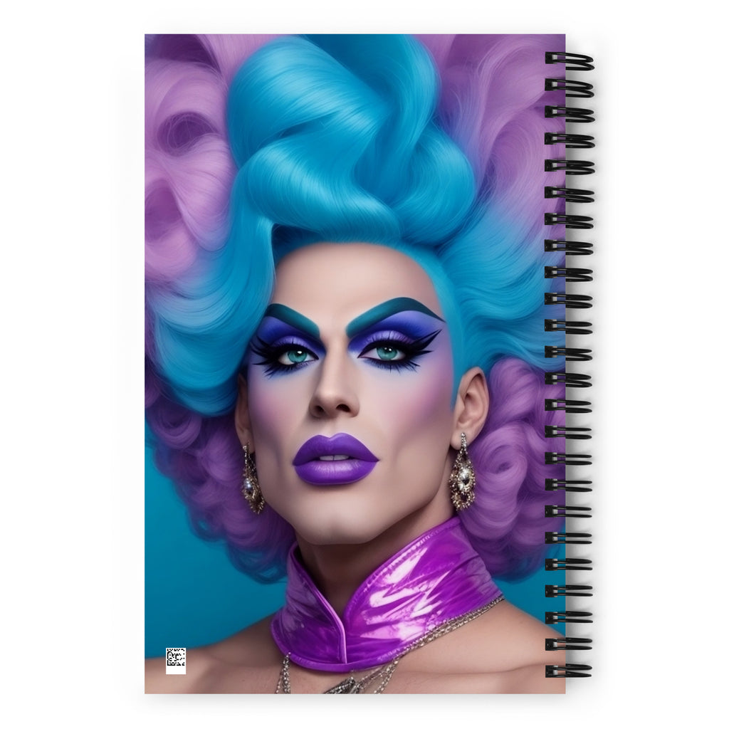 Bold Drag Queen Portrait Print, Colorful Drag Queen Illustration, LGBTQ Art Spiral Notebook Journal Gift Spiral Notebook
