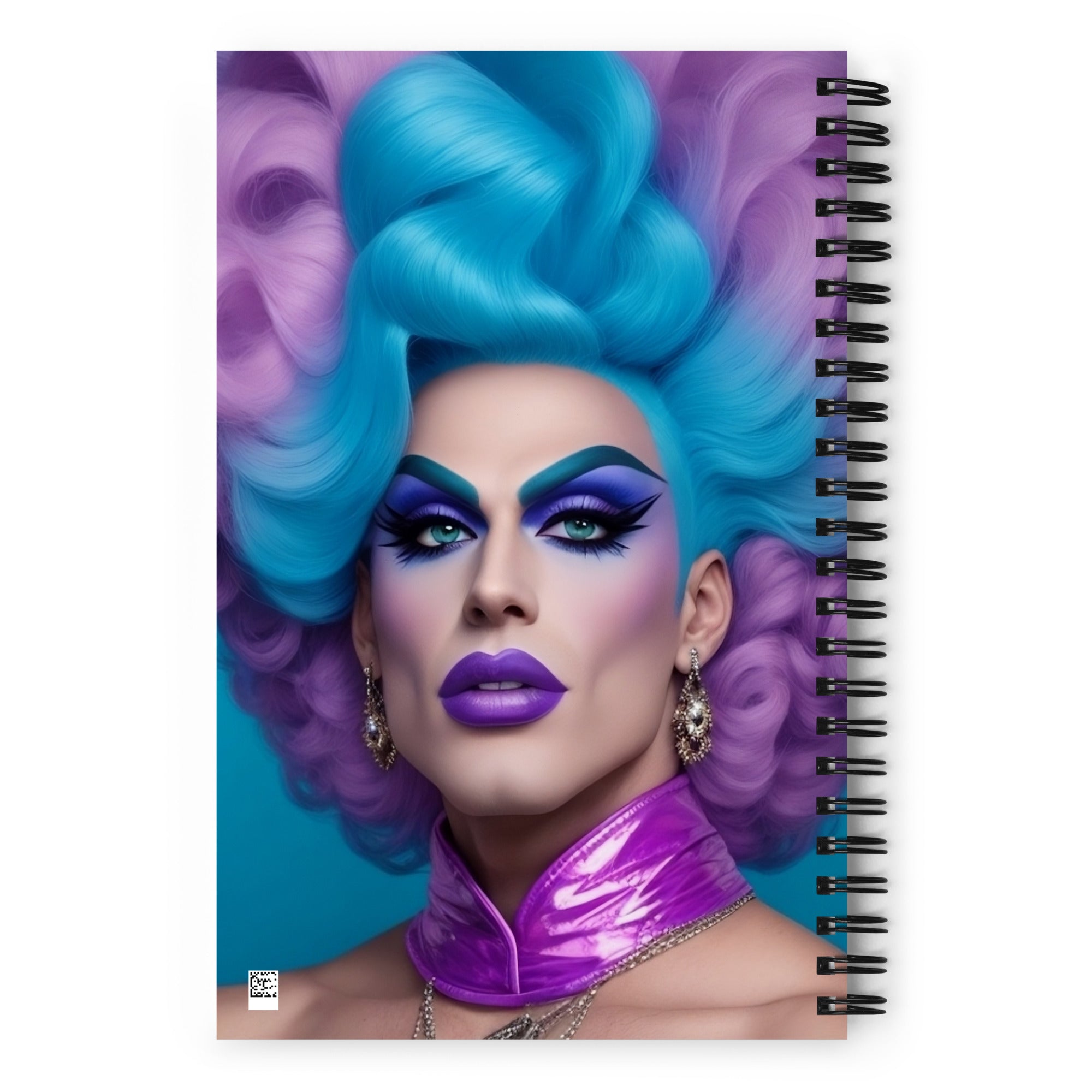 Bold Drag Queen Portrait Print, Colorful Drag Queen Illustration, LGBTQ Art Spiral Notebook Journal Gift Spiral Notebook
