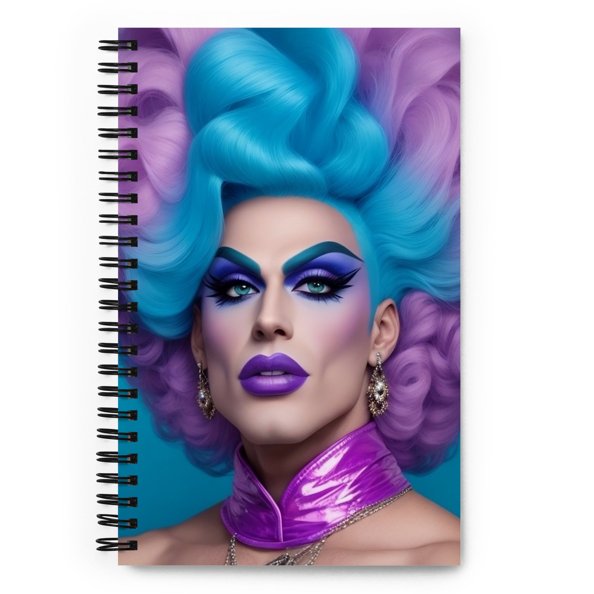 Bold Drag Queen Portrait Print, Colorful Drag Queen Illustration, LGBTQ Art Spiral Notebook Journal Gift Spiral Notebook
