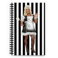 Black Stripes Backgroud Sissy Maid Portrait Print, Sissy Maid Illustration, LGBTQ Art Spiral Notebook Journal Gift Spiral Notebook