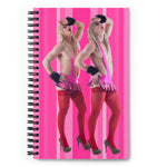 Load image into Gallery viewer, Pink Stripes Backgroud Gays Portrait Print, Sissy Illustration, LGBTQ Art Spiral Notebook Journal Gift Spiral Notebook
