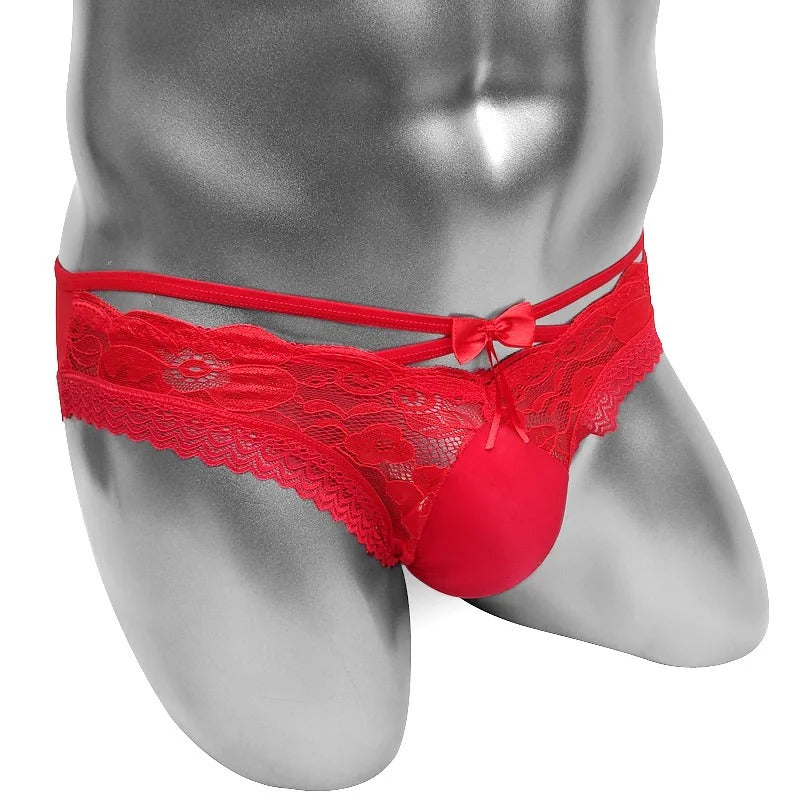 "Dawn" See-Through Lace Trim Mesh Panties — Sissy & Femboy Lingerie