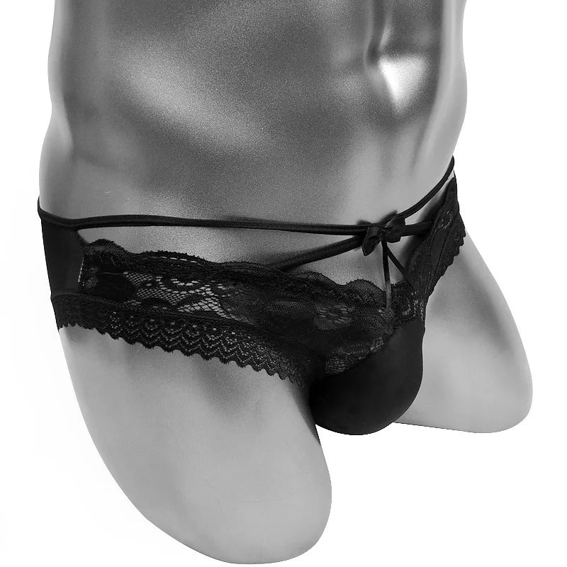 "Dawn" See-Through Lace Trim Mesh Panties — Sissy & Femboy Lingerie