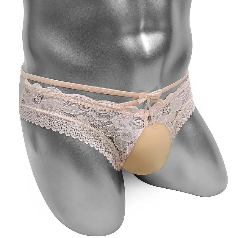 "Dawn" See-Through Lace Trim Mesh Panties — Sissy & Femboy Lingerie