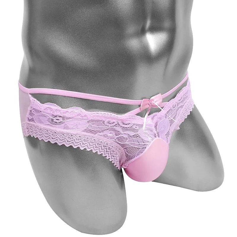 "Dawn" See-Through Lace Trim Mesh Panties — Sissy & Femboy Lingerie
