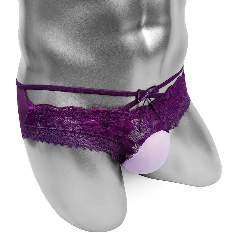 "Dawn" See-Through Lace Trim Mesh Panties — Sissy & Femboy Lingerie