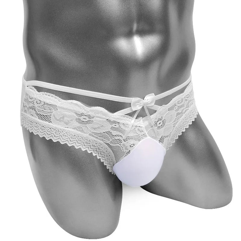 "Dawn" See-Through Lace Trim Mesh Panties — Sissy & Femboy Lingerie