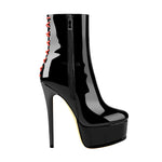 Load image into Gallery viewer, Platform Stiletto High Heel Patent leather Ankle Boots
