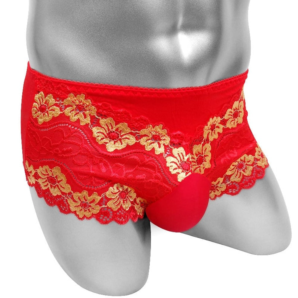 "Sissy Edna" Embroidery Pouch Panties for Men