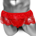 Melody Floral Lace Skirted Thong — Sissy Mini Panties with Bulge Pouch