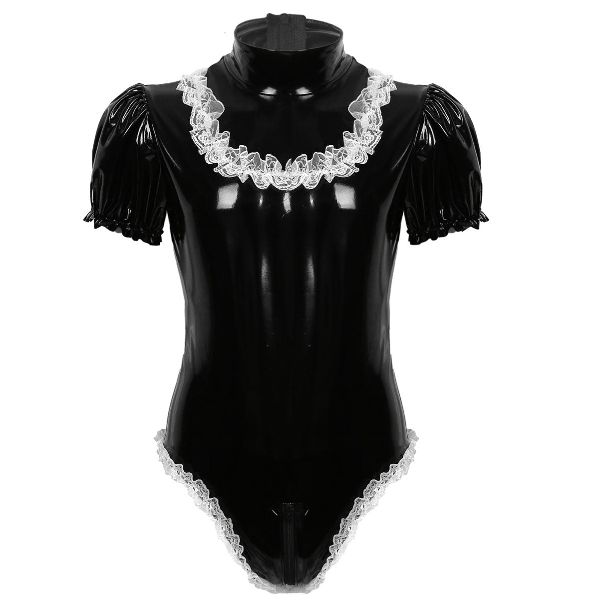 "Sissy Jessica" Wet Look Maid Bodysuit