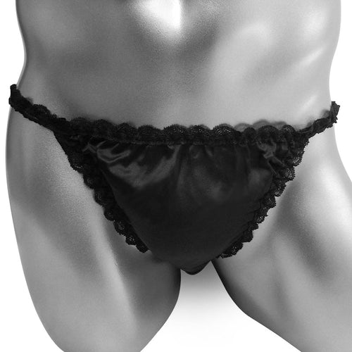 "Sissy Ade" Ruffled Lace Silk Sissy Panties with Bulge Pouch