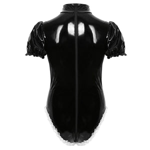 "Sissy Jessica" Wet Look Maid Bodysuit