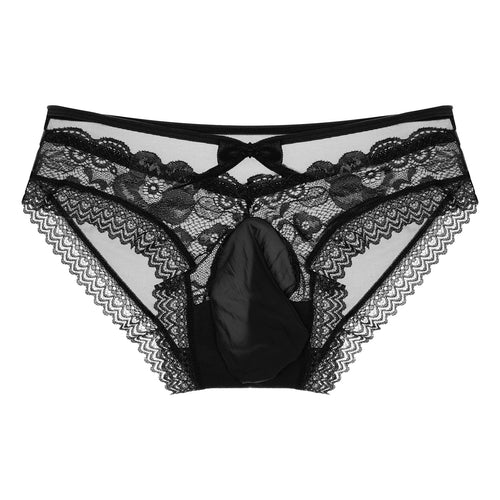 "Dawn" See-Through Lace Trim Mesh Panties — Sissy & Femboy Lingerie